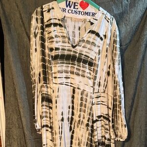 Soft Surroundings Green and White Patterned Dress